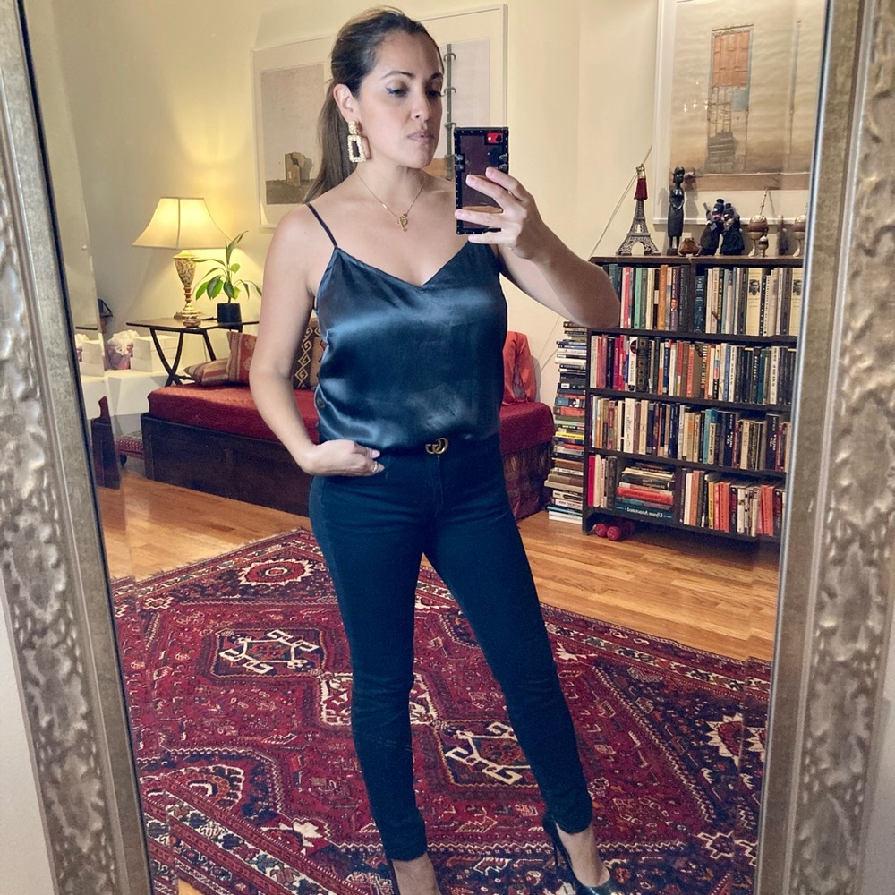 Amanda Uprichard lead color 💯 silk slip cami bodysuit. Size S. New without tags